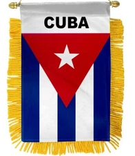 Cuba MINI BANNER FLAG GREAT FOR CAR & HOME Glass HANGING 2 SIDED