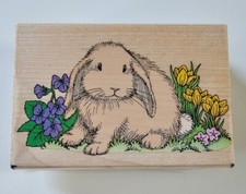 hero arts rubber stamps 1994 H941 Garden Bunny Vtg