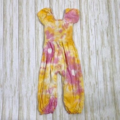 Burt's Bees Toddler Size 18 Months Orange Pink Tie Dye Smocked