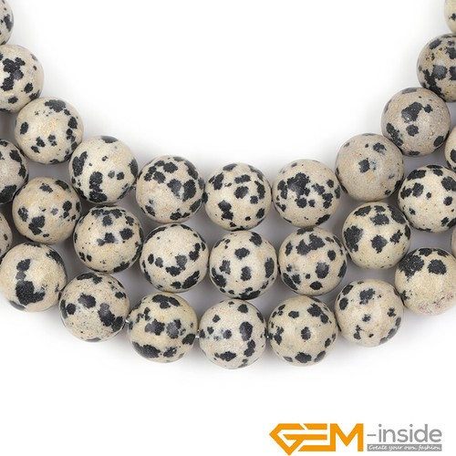 Natural Dalmation Jasper Gemstone Big Hole Loose Beads for Jewelry Making 15" - Picture 28 of 35