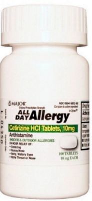 Major Cetirizine 10mg ALL DAY ALLERGY  - 100 Tabs -- NEW LOOK!