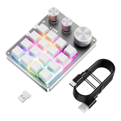 One Handed Macro Programmable Keypad 16Keys 3 Knobs Hotswaps Mechanical Keyboard
