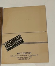 Vintage Richman Brothers Co. 1930s Advertising Business Card Providence R. I.