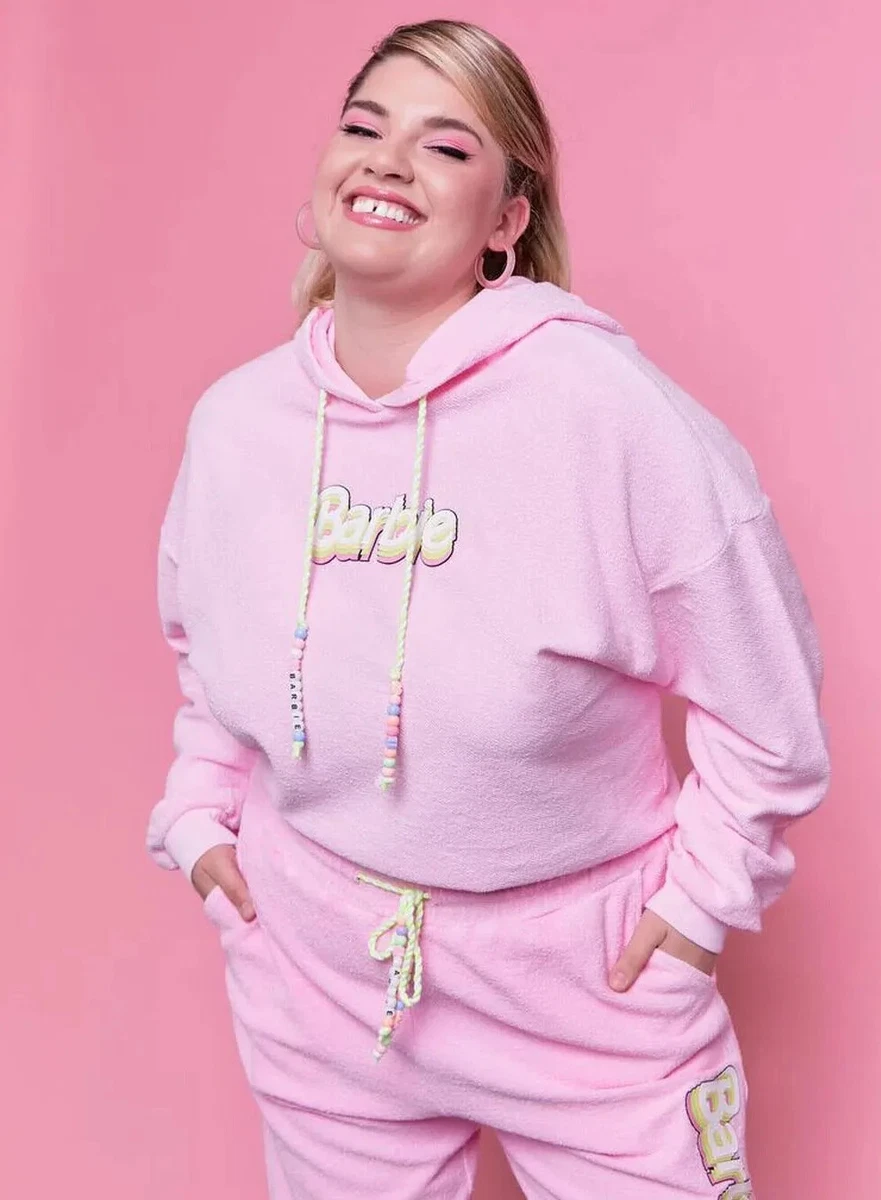 Barbie Sweater Hoodie & Joggers Outfit Set Women's PLUS SIZE 0X