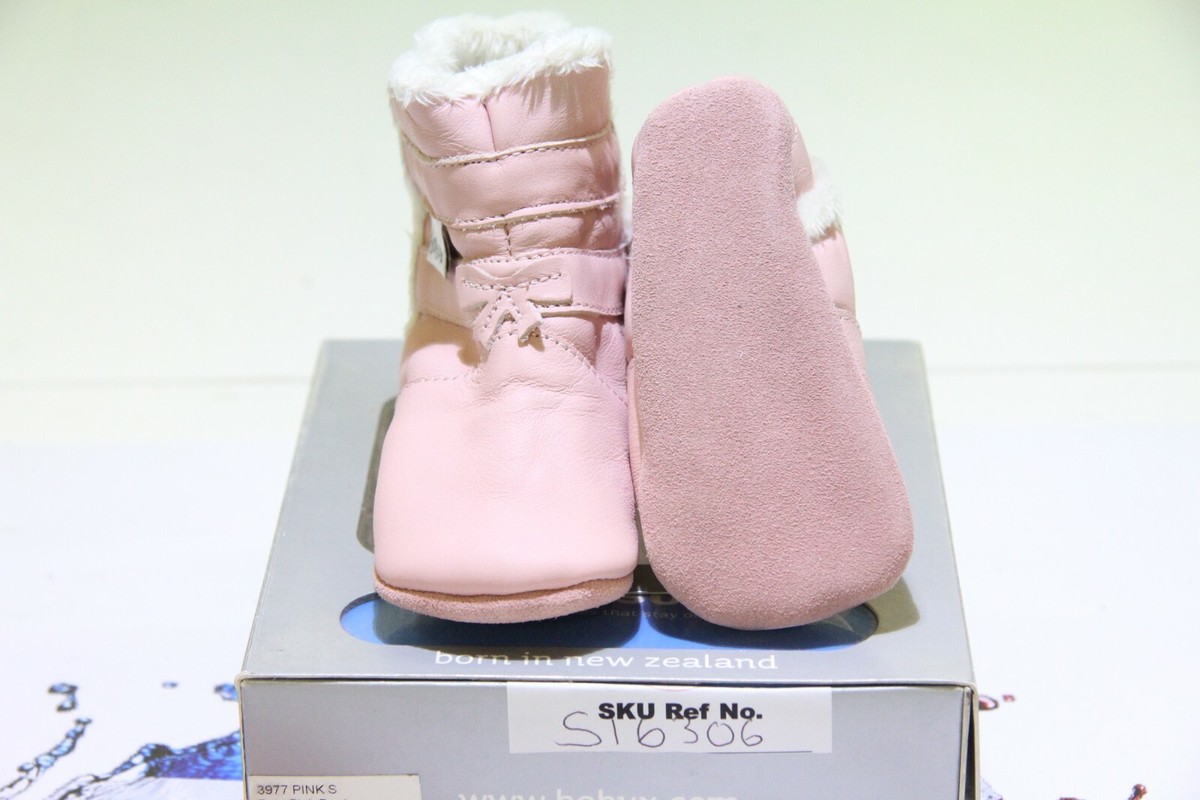 BOBUX INFANT*PALE PINK BOOT* PALE PINK LEATHER FUR ANKLE BOOTS