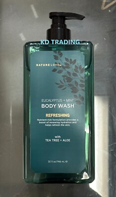 NATURE LOVE ~ REFRESHING EUCALYPTUS MINT BODY WASH Cleanse Hydrate Smooth 946ml