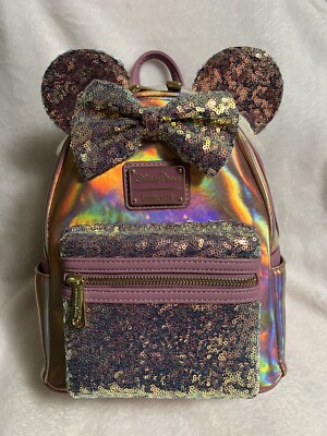 Loungefly Disney World 50th Anniversary Minnie Mouse EARidescent Mini  Backpack