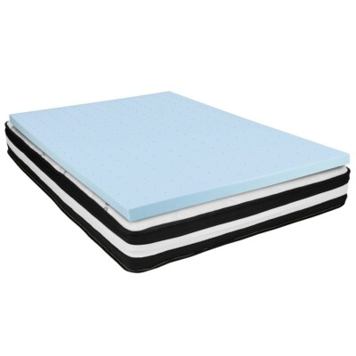 Flash Capri Comf Sleep Full 10'' Foam Pocket Mattress & 3'' Gel Mem Foam Topper