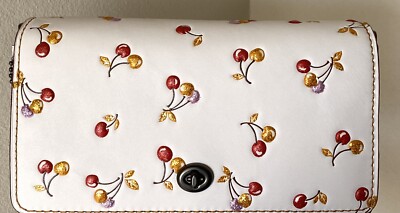 NWT COACH 1941 CHALK/MULTI LEATHER DINKY WITH CHERRIES PRINT