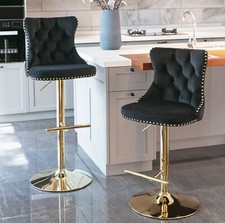 Velvet Swivel Bar Stools Set of 2 Swivel Kitchen Barstools Bar Chairs Grey Black