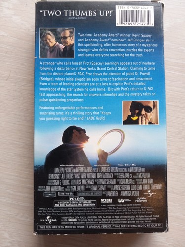 K-Pax (VHS, 2002) Kevin Spacey Jeff Bridges - Picture 3 of 6