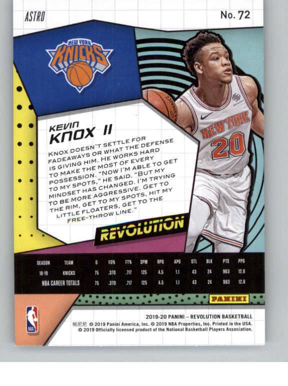 2019-20 Panini Revolution Astro #72 Kevin Knox II (ref 144049) - Image 2 of 2