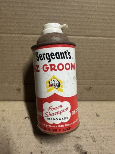 Vintage Sergeant’s E-Z Groom Pet Dog Cat Foam Shampoo Dry Wash Can Collectible