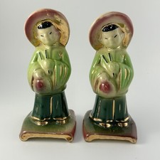 Shawnee Pottery Asian Boy Figurines Set Of 2 Mid Century Modern Made In USA