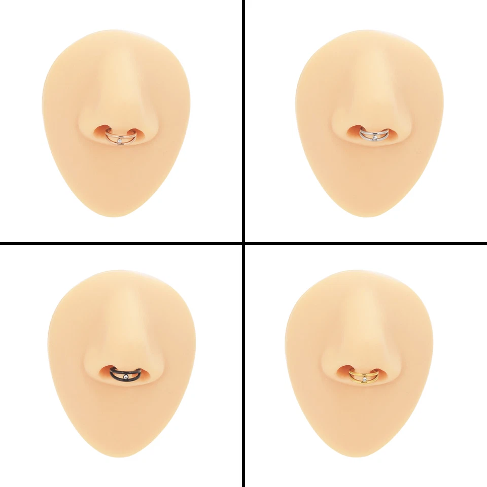 Opal CZ Septum Clicker Acero Bisagras Nariz Anillo Labio Oreja Hélice Daith Aro - UNO 16G Foto 3 de 4