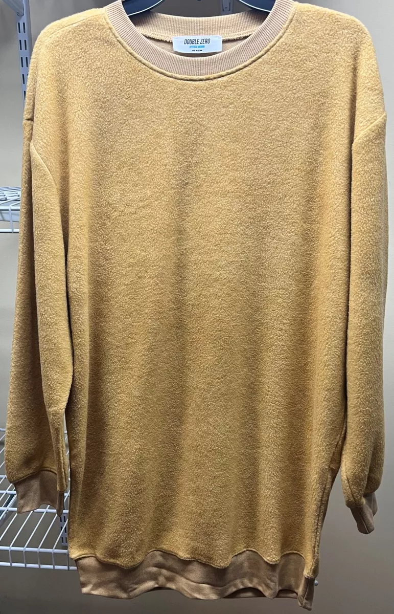 Double Zero Womens Mustard Yellow Crew Neck Pullover Sweatshirt Tunic Small  New