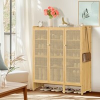 Bambus Schuhaufbewahrung Organizer 5 Ebenen Schuhregal Schuhschrank Mit 3 TüRen