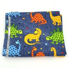 1 Yard 36x42 Cotton Brushed Flannel Fabric Dinosaur Print Denim Look Background