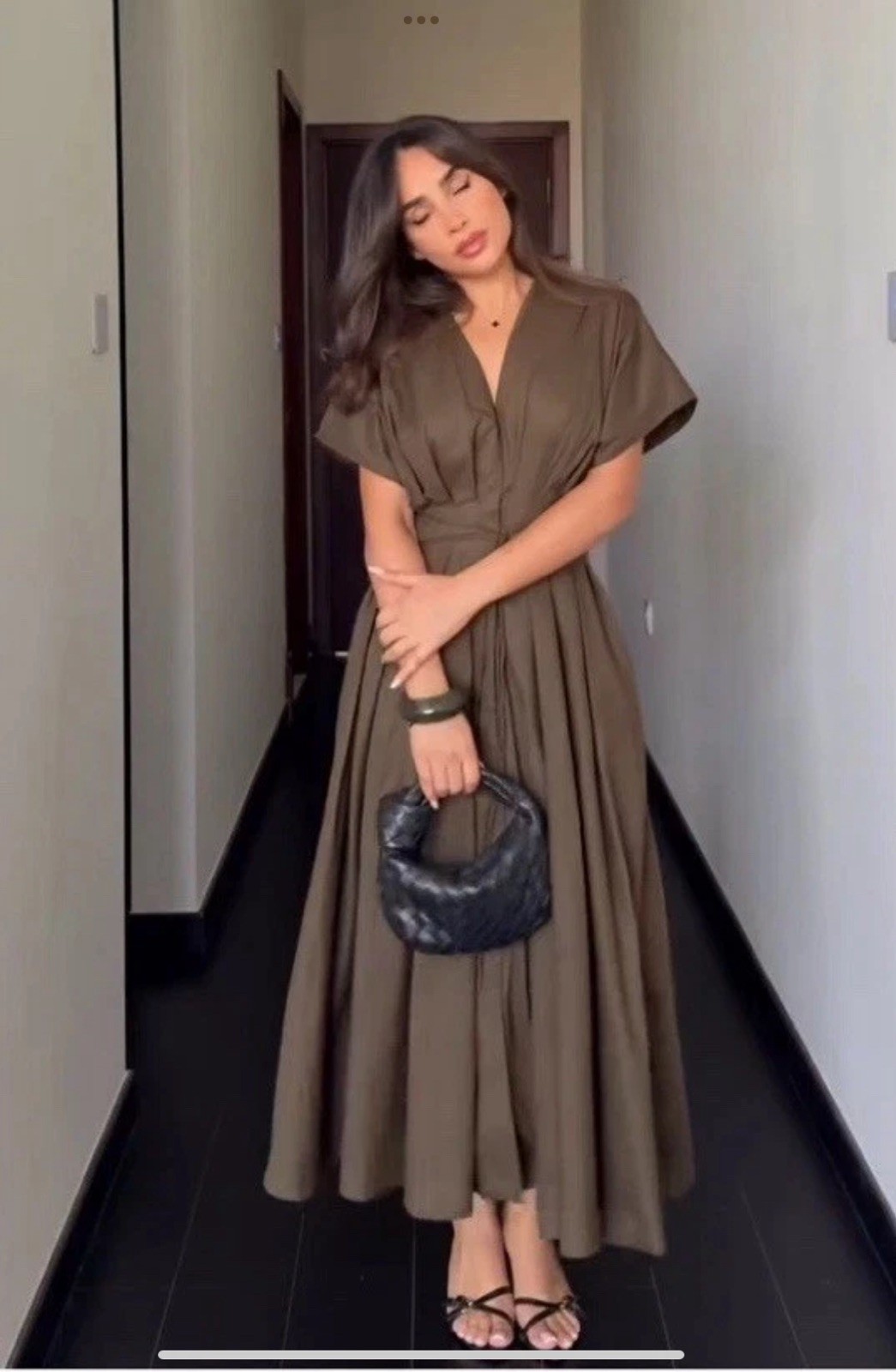 ZARA ZW Collection Dark Khaki Darted Midi Dress Size M  Bloggers Ref 2965/260 thumbnail 5