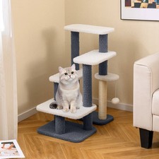 2-in-1 Cat Tree Tower Pet Steps w/ Scratching Posts Hanging Toy Ball Perch
