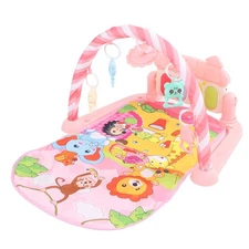(Pink)Gym Infant Playmat Piano Musical Early Education Crawling Sensory Gym