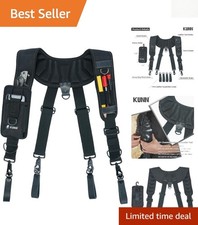 Black Leather Tool Belt Suspenders for Carpen...