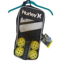 Hurley 7 Piece Pickleball Set Black and White with Yellow Balls