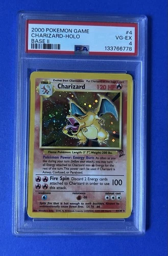 2000 Pokémon Game Charizard Holo Base II #4 PSA 4 VG-EX