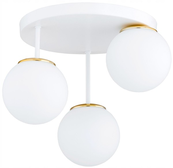 Deckenlampe Flur 3-Flammig Glas Weiß Gold E27 B:30 Cm Deckenleuchte Wohnzimmer-image