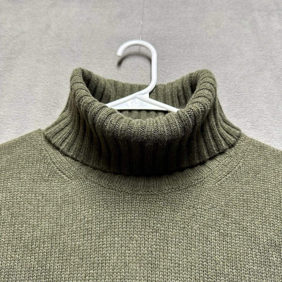 Polo Ralph Lauren 毛衣女式 L 绿色羊毛羊绒高领意大利纱线 — 第 3/4 张图片