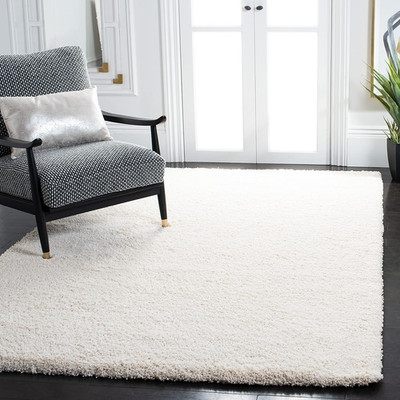 Milan Shag 8x10 Area Rug, Ivory, Non-Shedding, Easy Care, Thick Plush Design