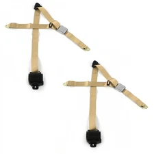 Frazer Nash 1948 - 1967 Airplane 3pt Tan Retract Bucket Seat Belt Kit-2 Belts  