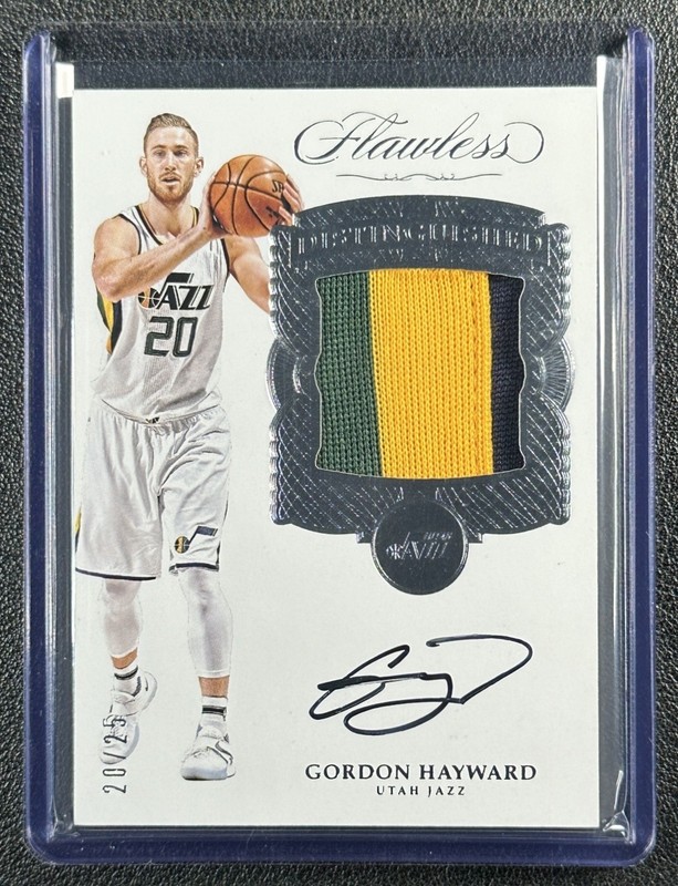 JSY# 20/25 GORDON HAYWARD 2016 PANINI FLAWLESS #DP-GH DISTINGUISHED PATCH AUTO