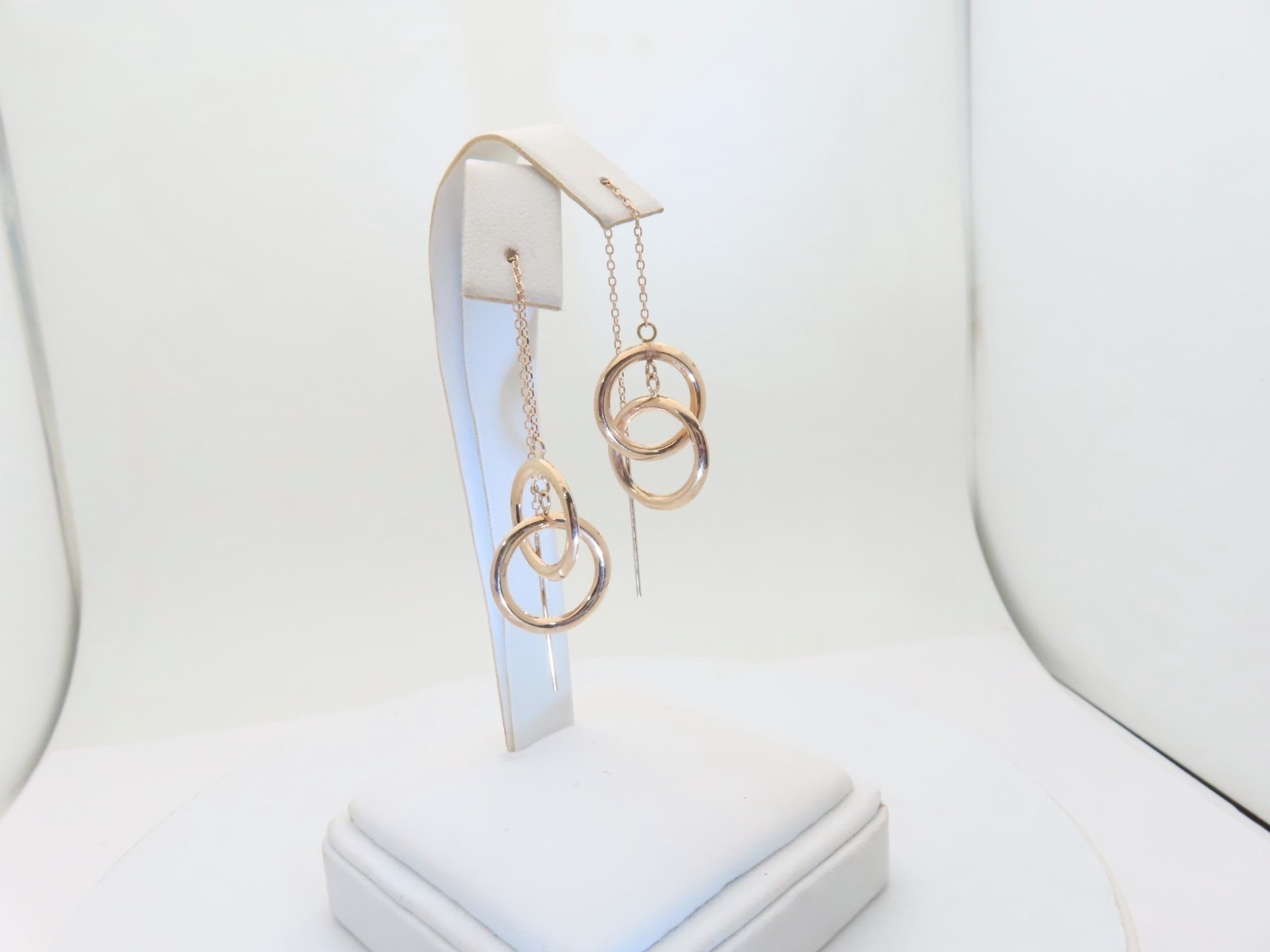 14k Solid Gold Pierced Double Interlocking Ring T… - image 4