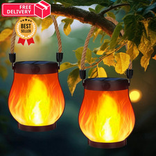 Solar Lanterns Outdoor Waterproof, 2 Pack Hanging Lights for Orange