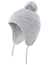 Toddler Boys Girls Fleece Lined Knit Kids Hat with Earflap Winter Hat 1-3T Grey
