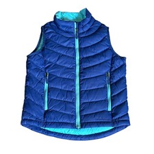 L.L. Bean Blue Aqua Quilted Down Puffer Vest, Child's Size 8, Flaw