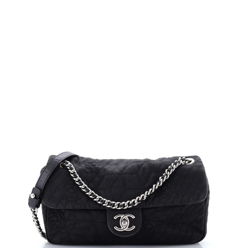 Chanel Chain Flap Bag Camellia Denim Medium