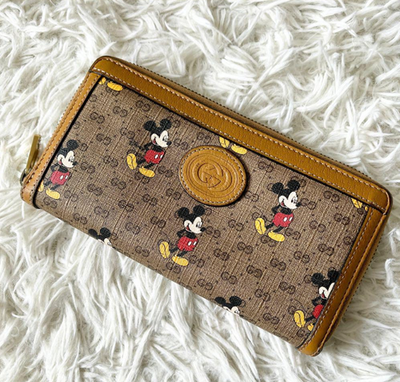 Gucci Disney Collaboration Bifold Wallet Mickey Mouse Leather GG