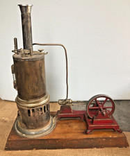Ancienne machine à vapeur à chaudière verticale piston en tôle H:33cm Allemagne