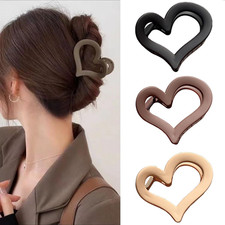 3Pcs Cute Medium Matte Acrylic Hair Claw Clips - Love Heart Jaw Clips for Women,
