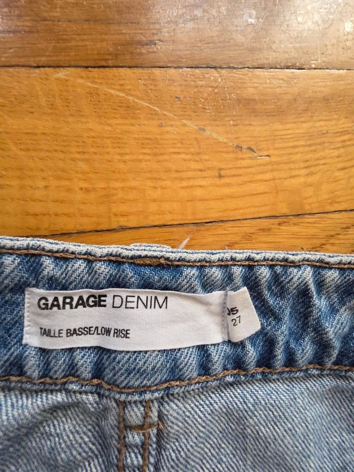 Pantalones cortos de mezclilla lavado ligero de garaje azul talla 27 A001055 Foto 4 de 4