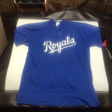 Vintage Kansas City Royals T-Shirt Men 2 button XL Blue logo Tee MLB Made in USA