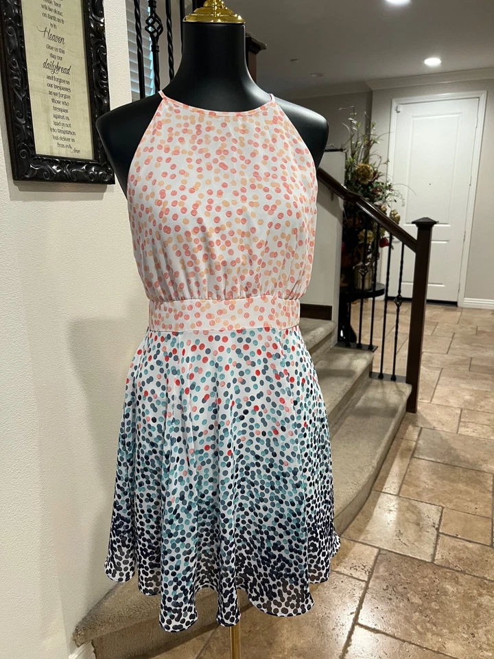 Women's Dot-Print Halter Fit & Flare Dress - Image 3 of 4