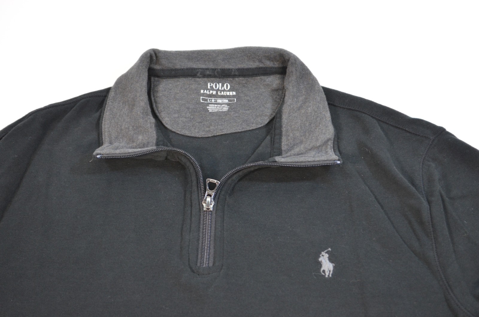 Polo Ralph Lauren Performance Fleece Black Pullover 1/4 Zip Sweater Men's Large thumbnail 2