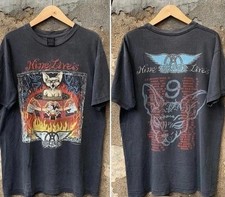 Aerosmith Nine Lives Tour 1997 2 side Black short sleeve T shirt Men Women