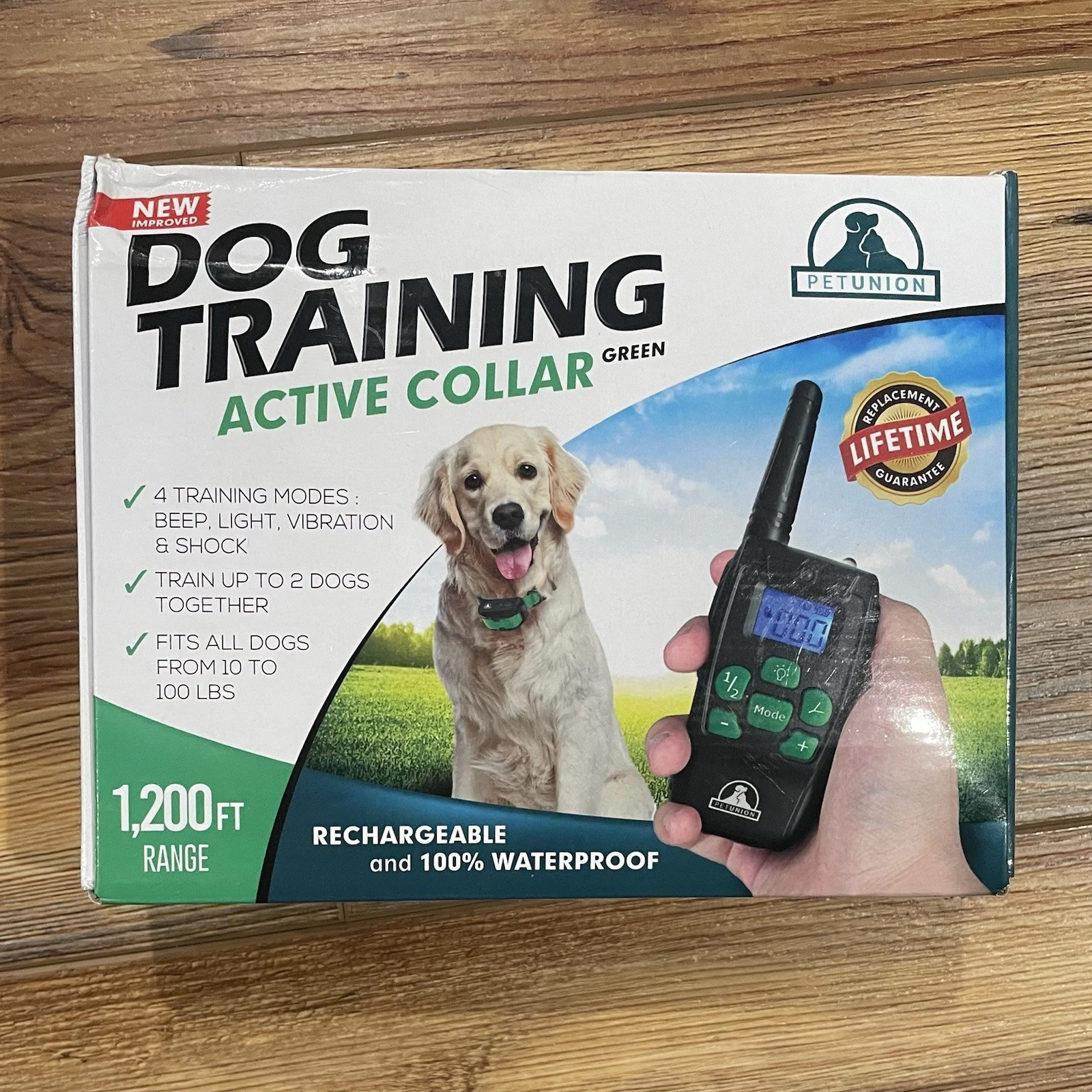Dog Training Active Collar Petunion PT0Z1 Premium Waterproof Green 1200 Ft