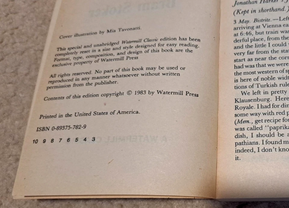 Dracula Bram Stoker 1983 Paperbacks From Hell, rare cover, Watermill - image 4 of 4