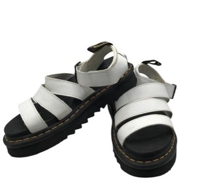 Dr. Martens Blaire Platform Womens White Leather Comfort Sandals 9 Chunky Docs