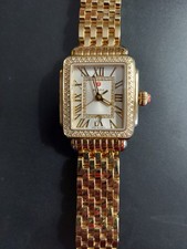 NWOT Michele Deco Watch 18K Yellow Gold Plated model # THR1975399